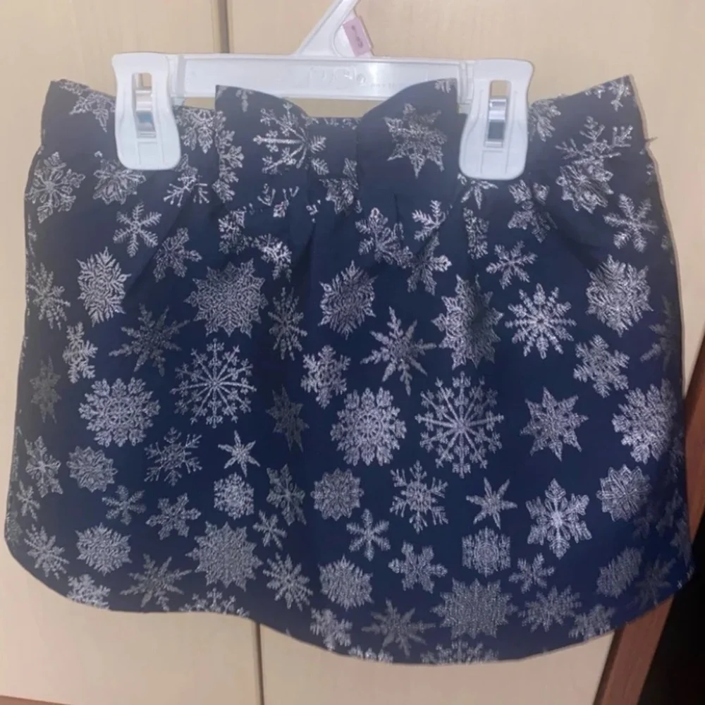 Gymboree Girls Holiday Snowflake Skirt Size 8 Navy Blue Silver Christmas Bow
